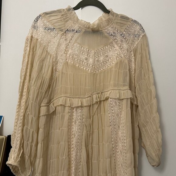 Let Me Be/Anthropologie pleated lace midi dress (wedding/balletcore) - Picture 3 of 6